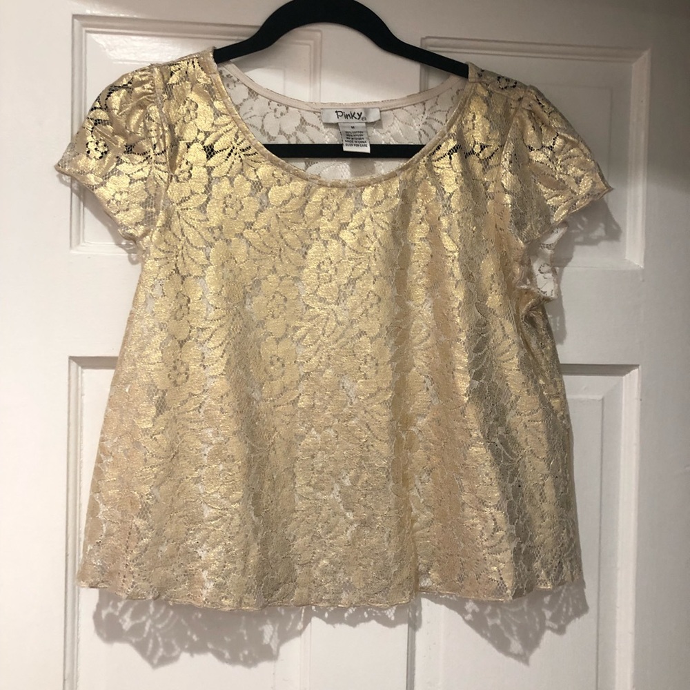 Gold Lace Crop Top